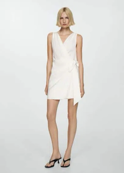 Mango Bow Wrap Dress Off White In Blanc Cassé