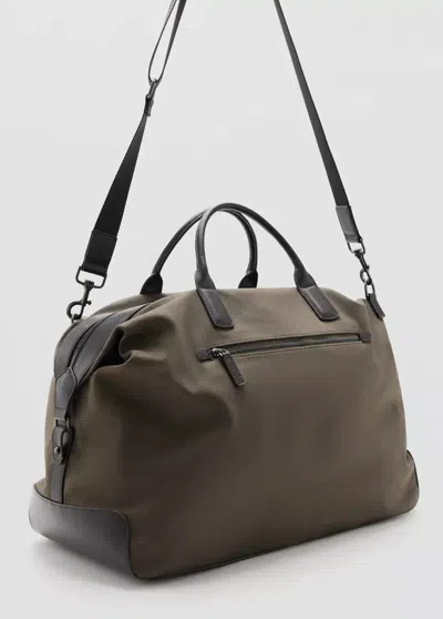Mango Bowling Bag With Leather Details In Khaki