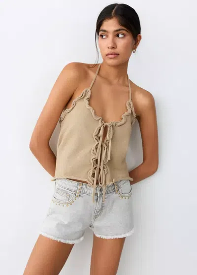 Mango Bows Knit Top In Gold