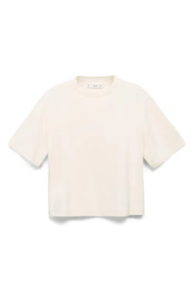 Mango Boxy Cotton Blend T-shirt In Neutral