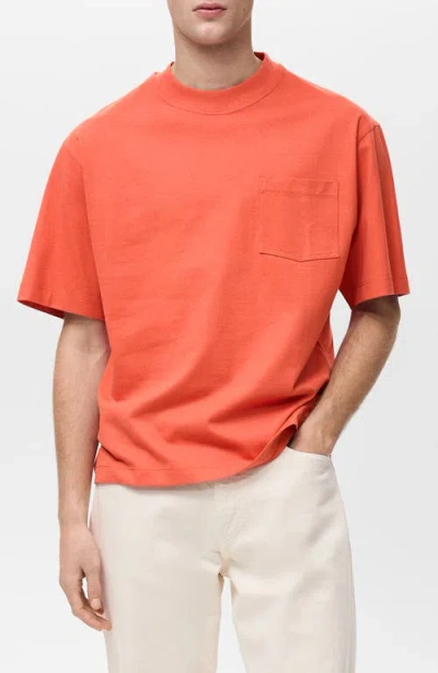 Mango Boxy Cotton T-shirt In Orange