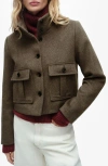 Mango Boxy Crop Jacket In Brown