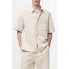 Mango Boxy Short Sleeve Cotton & Linen Button-up Shirt In Neutral