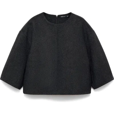 Mango Boxy Wool Blend Top In Animal Print