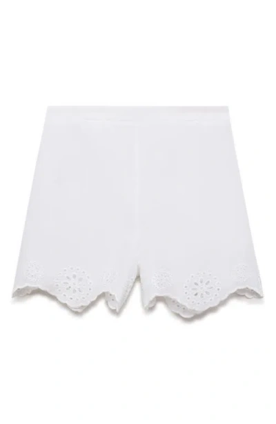 Mango Cotton Eyelet Shorts In White