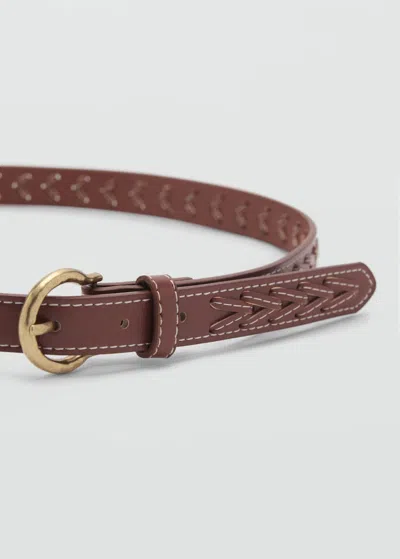 Mango Braided Belt Brown