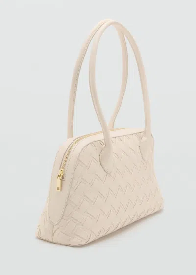 Mango Sac Bowling Tressé Blanc Cassé - Femme - Taille Unique -
