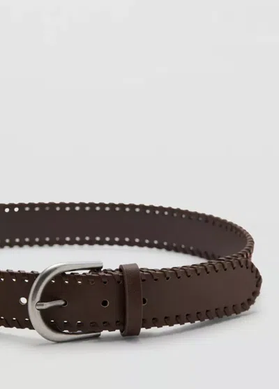 Mango Braided Buckle Belt In Brown