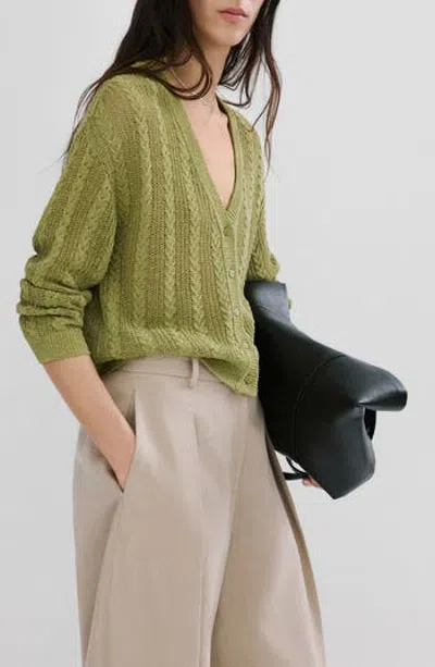 Mango Braided Cardigan In Green