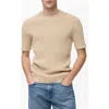 Mango Braided Cotton Blend Short Sleeve Sweater In Ecru