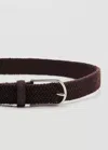 Mango Braided Elastic Belt In Brown