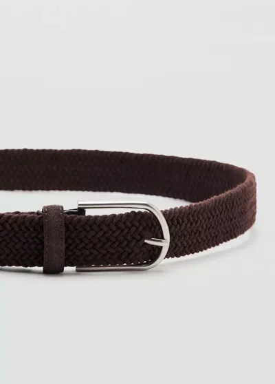 Mango Braided Elastic Belt In Brown