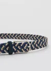 Mango Braided Elastic Coloured Belt In Blue