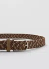 Mango Braided Elastic Coloured Belt In Medium Brown