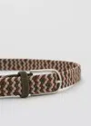 Mango Braided Elastic Coloured Belt In Khaki