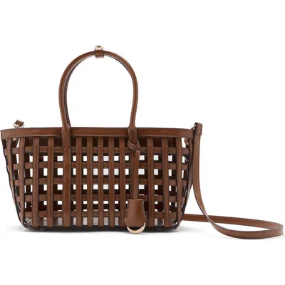 Mango Braided Faux Leather Top Handle Bag In Brown