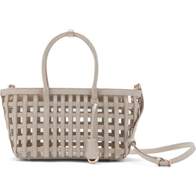 Mango Braided Faux Leather Top Handle Bag In White