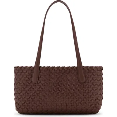 Mango Braided Faux Leather Tote Bag In Brown
