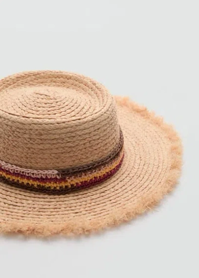 Mango Braided Hat With Ribbon Beige