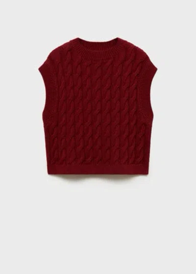 Mango Kids' Braided-knit Gilet Medium Red