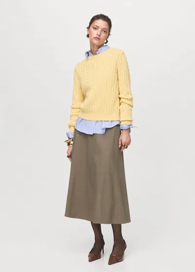 Mango Braided Knitted Sweater Pastel Yellow