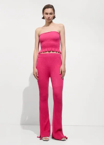 Mango Braided Knitted Trousers Fuchsia