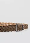 Mango Braided Leather Belt In Medium Brown