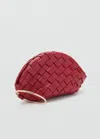 Mango Braided Leather Clutch Bag Red