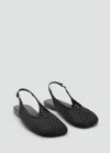 Mango Slingback Woven Detail Mules In Black