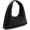 Mango Braided Leather Handbag In Black