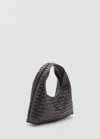Mango Braided Leather Handbag Chocolate In Brown