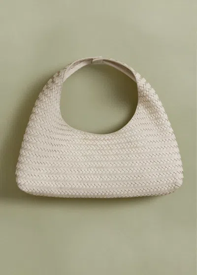 Mango Sac À Main Cuir Tressé Blanc Cassé - Femme - Taille Unique -