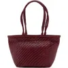 Mango Braided Leather Shoulder Bag In Burgundy