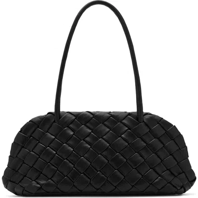 Mango Braided Leather Shoulder Bag In Black