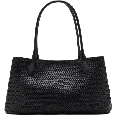 Mango Braided Leather Shoulder Bag In Black