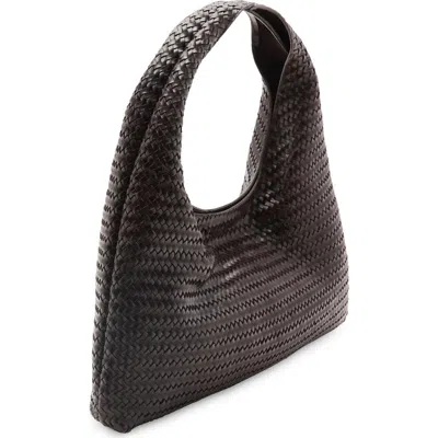 Mango Braided Leather Shoulder Bag In Brown