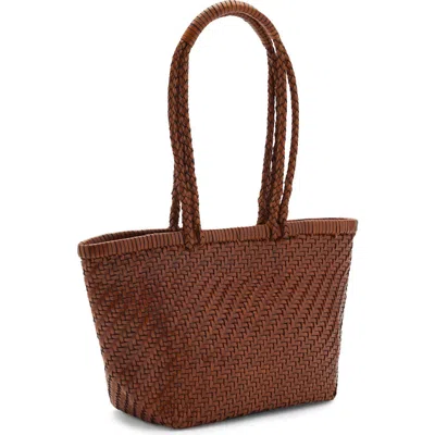 Mango Braided Leather Shoulder Bag In Brown