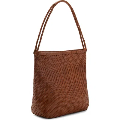 Mango Braided Leather Shoulder Bag In Brown