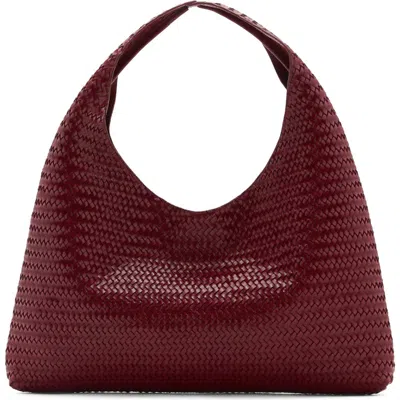 Mango Braided Leather Shoulder Bag In Burgundy