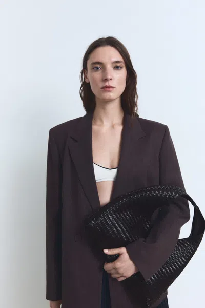 Mango Sac Porté Épaule Cuir Tressé Chocolat - Femme - Taille Unique -  In Brown