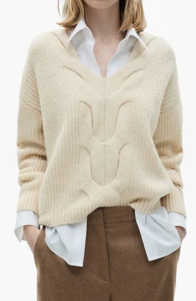 Mango Braided Sweater In Ecru