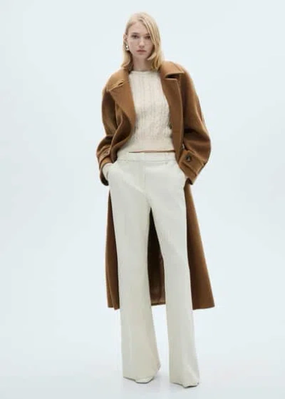 Mango Braided Sweater With Openwork Details Ecru