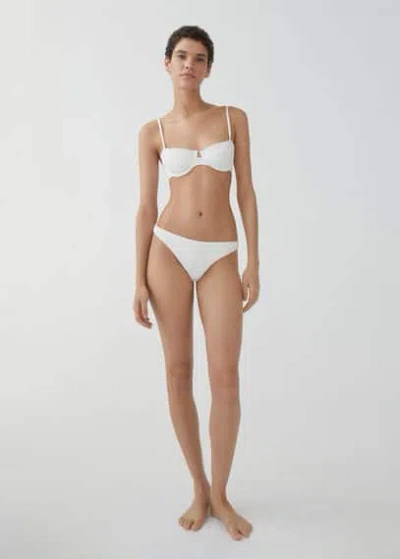 Mango Brazilian Textured Bikini Bottoms White In Blanc