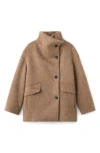 Mango Wool-blend Funnel-neck Coat Medium Brown In Brown