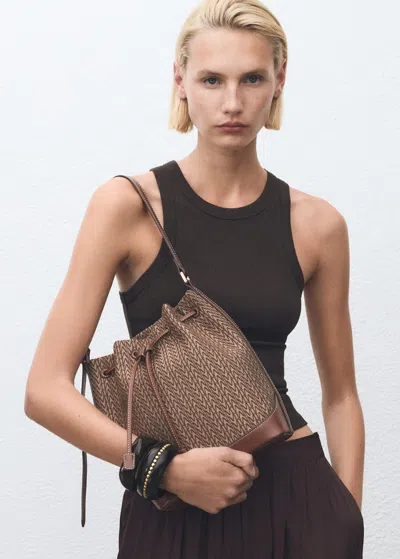 Mango Sac Seau Imprimé Logo Chocolat - Femme - Taille Unique -  In Brown