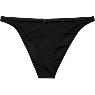 Mango Buckle Bikini Bottoms In Black
