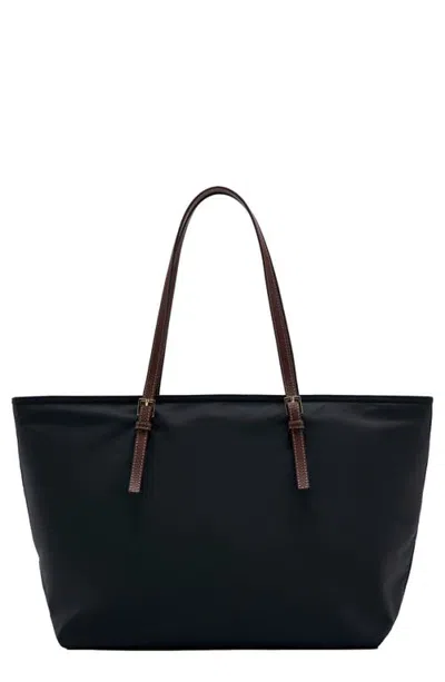Mango Buckle Detail Tote In Black
