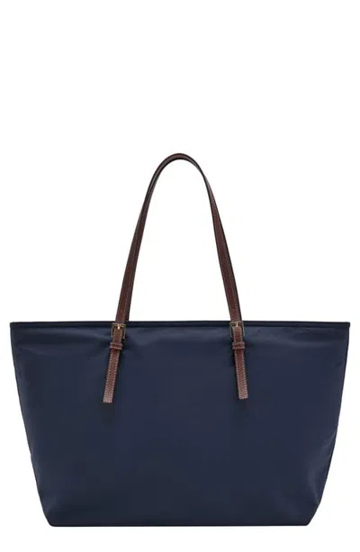 Mango Buckle Detail Tote In Navy