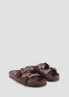 Mango Buckle Flat Sandals Burgundy