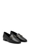 Mango Buckle Leather Apron-toe Flat In Black